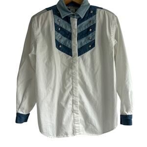 Vintage‎ Adobe Rose Medium 100% Cotton Chambray Western Detailed Button Shirt